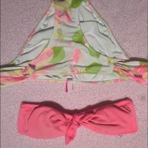 Floral strapless Pink Bikini